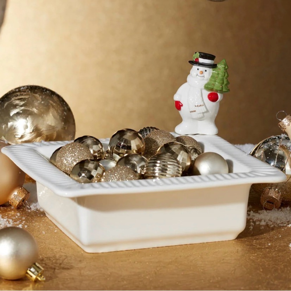 NIB Lenox Profile Poppers Snowman Popper and Square Bowl Set